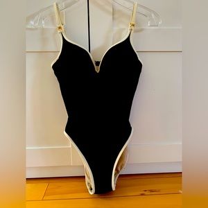 Black and white one piece bathing suit